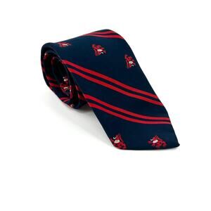 Vintage 80s Navy Red Lion Striped Necktie